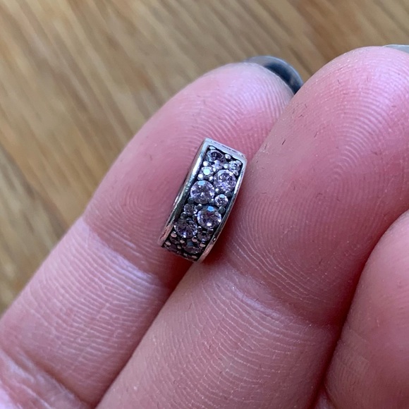 Authentic Retired Pandora CZ Bling Sparkling Charm Safety Clip Stopper Spacer - Picture 2 of 9